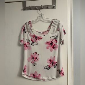 Floral Pink and White Women's Top